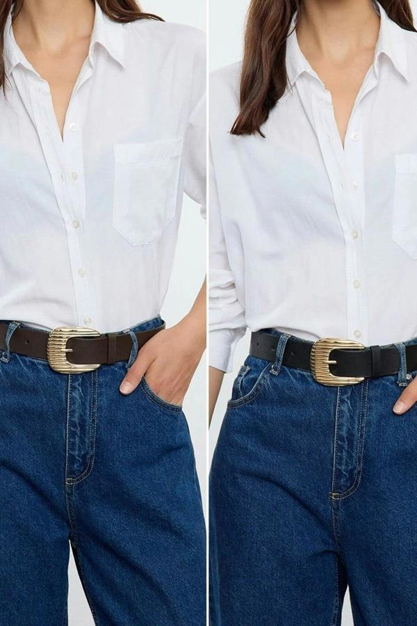 WOVCOR Double Pack Oval Buckle Women's Belt