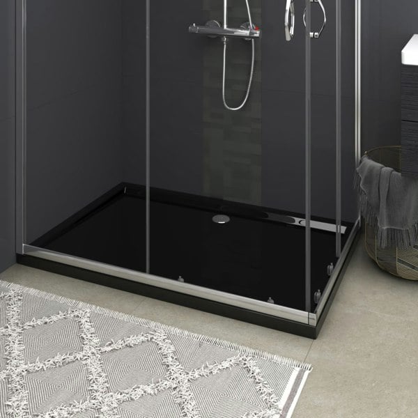 Berkfield Rectangular ABS Shower Base Tray Black 80x120 cm