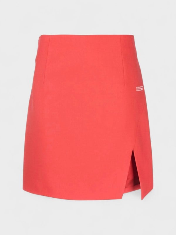 Off-White Logo Print High Waisted Skirt Red White