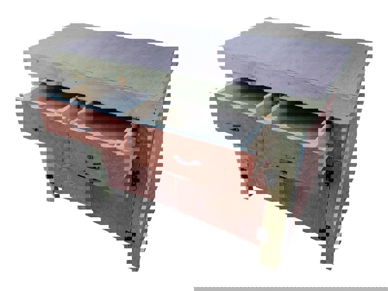 Arbor Garden Solutions Wooden Eucalyptus hardwood top storage workbench with lockable cupboard and drawers (V.4)