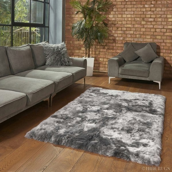 Grey Icelandic Shorn Sheepskin Rug &#8211; Straight Edge