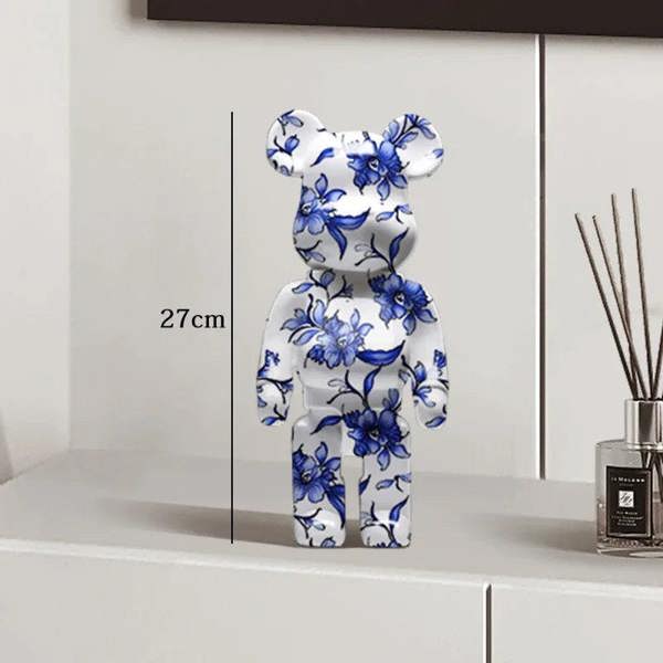Graffiti Bear Resin Statue Decor | Modern Colourful Bear Ornament 27cm