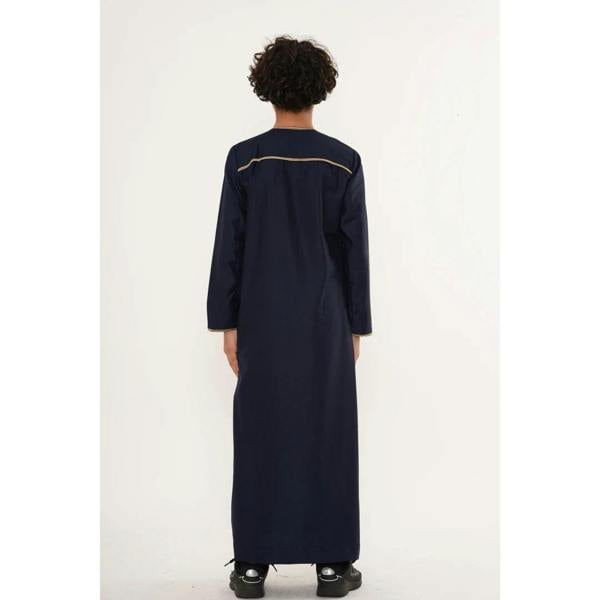 TT-003 - Boy's Emirati Omani Gold Tassel Embroidery Thobe - Navy - Thobez - 14