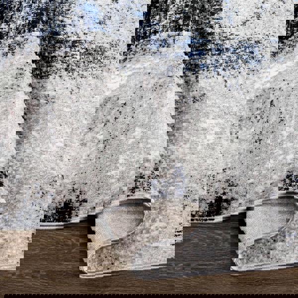 Livabliss Wanderlust-Abstract Blue Grey Black Modern Marble Rug