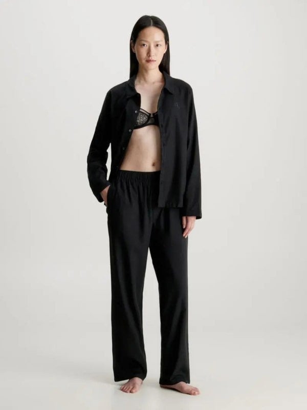 Calvin Klein L/S PANT SET UB1 Womens Pyjamas Black