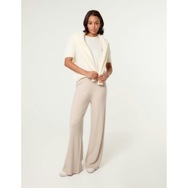 Blue Vanilla Ribbed Wide Leg Trousers