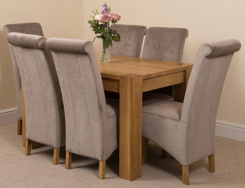That's Furniture Kuba Small Oak Dining Table with Montana Fabric Chairs