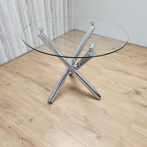 Kosy Koala Dining Table Clear Glass Kitchen Place for 4 Seats, Dining Table Only (Clear H 75 x L 90 x W 90 cm)