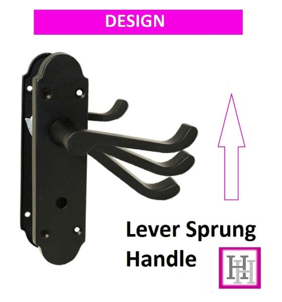 EDH Door Hardware Matt Black Victorian Scroll Bathroom Door Handles With Sash Lock Epsom Pack