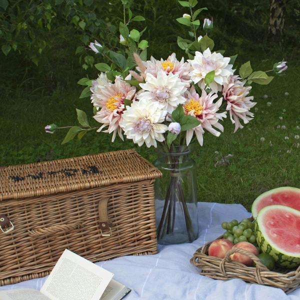 Wyld Haus Set of 3 Artificial Flowers Lush Pink Dahlia Stems