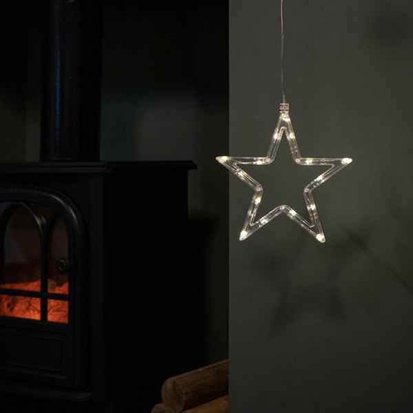 Samuel Alexander 20cm Battery Operated Light up Christmas Star Window Decoration with Warm White LEDs