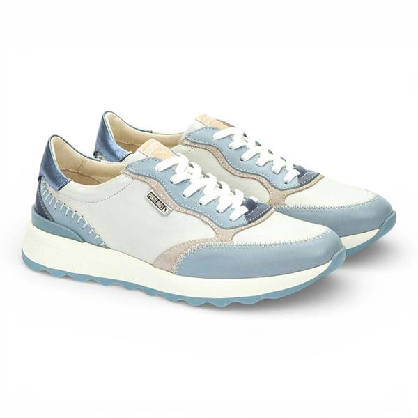 Arrecife - Women's Denim Blue Leather Lace Up Sneakers - Pikolinos - 2