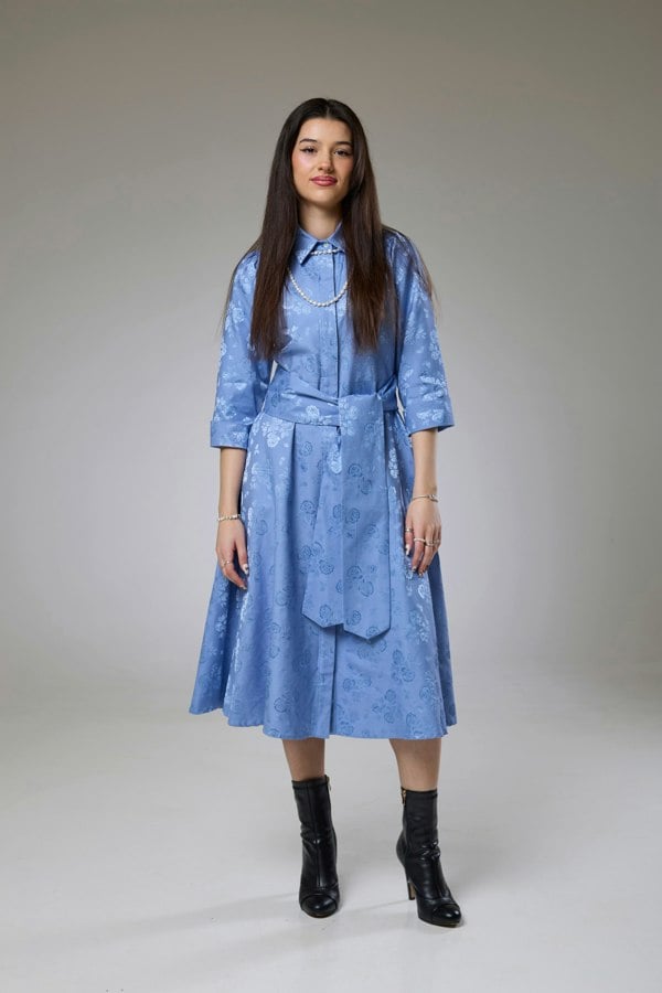 Isha's Timeless collection Sky Blue Petals Sleeved Dress