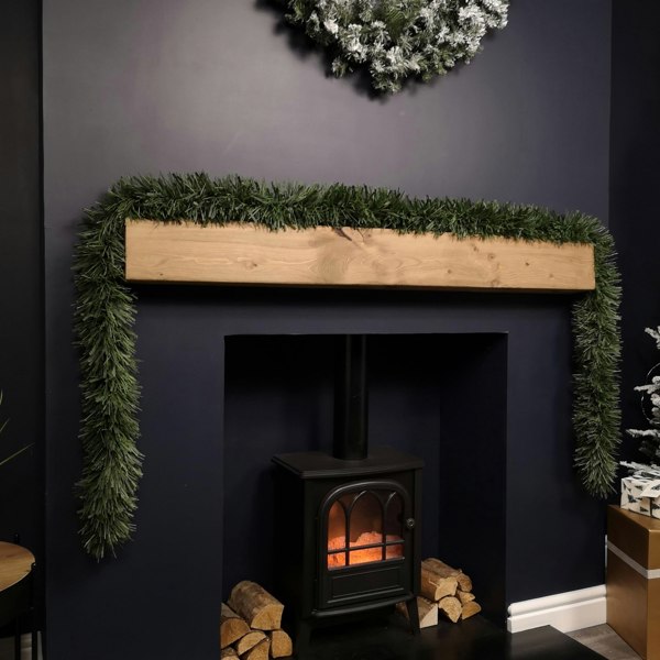 Samuel Alexander 3m x 15cm Festive 6 Ply Chunky Green Pine Christmas Tinsel Garland Decoration