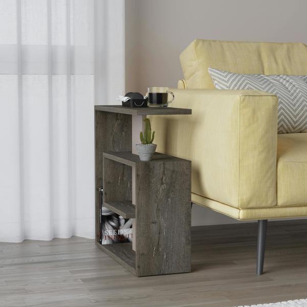 Decortie Saly Modern 3-Tier Compact Side Table with Storage Shelves 57cm