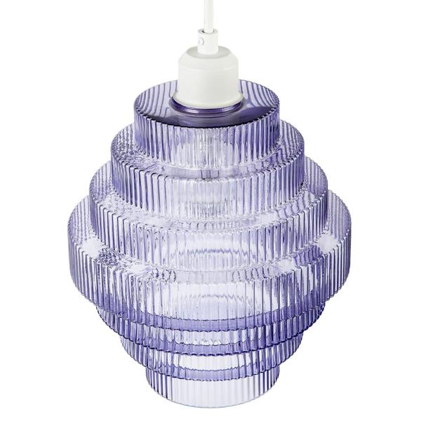 Tiered Stepped Design Smoked Lavender Glass Pendant Ceiling Lamp Shade Image 3