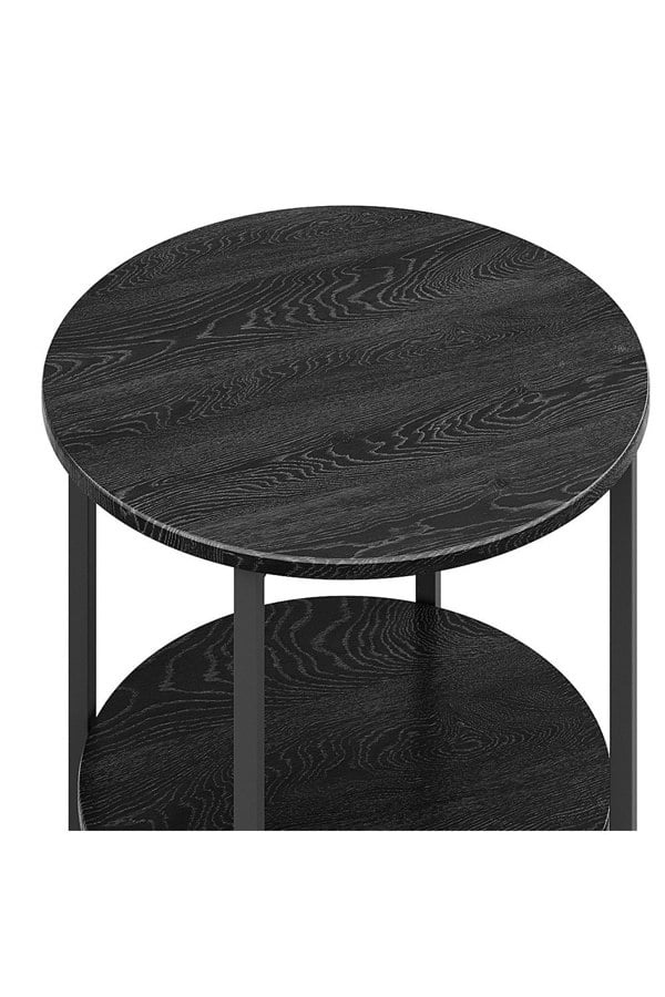 Living and Home Black Small Round Coffee Table with 2 Tier