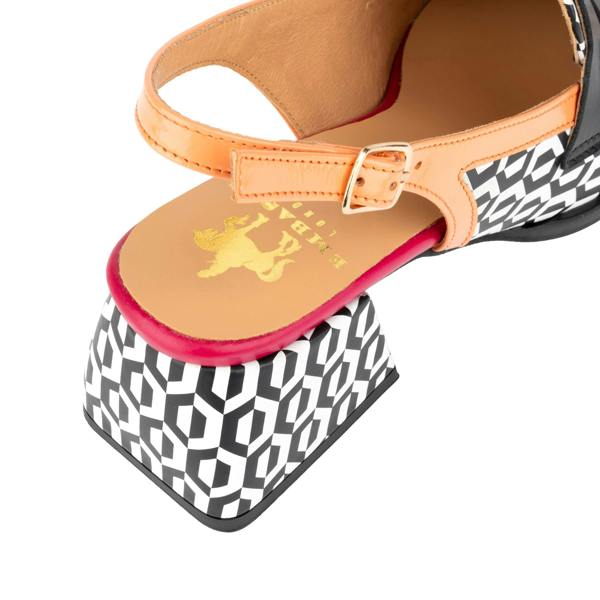 Embassy London Diana - Peach & Hexa Print - Women's block heel slingback leather pump