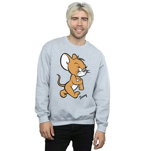 Tom and Jerry Mens Angry Mouse Cotton Sweatshirt - Sports Grey