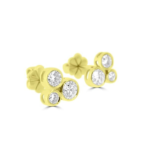 Sarah Layton 18ct Yellow Gold Round Brilliant Cut Diamond Bubble Stud Earrings - 0.68ct