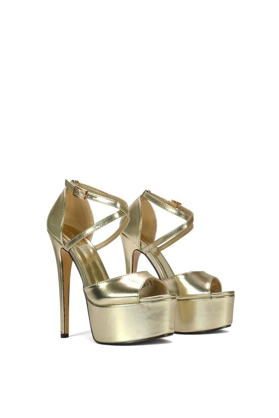 XY LONDON Strappy High Platform Heels With Peep Toe
