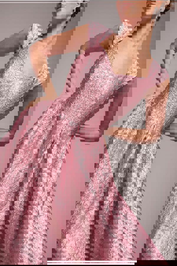 Crushed Satin Sleeveless A Line Midi Dress - Blush Pink DR4551