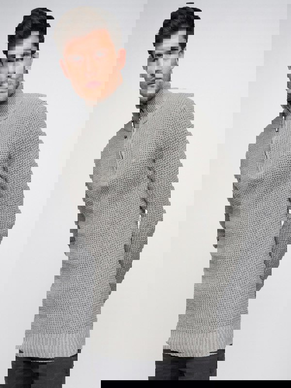Duck and Cover Firegards 1/4 Zip Knit Grey Marl