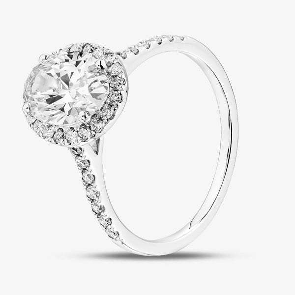 T. H. Baker 9ct White Gold 2.40ct Oval Cut Lab Grown Diamond Halo Ring LGR43490-240SF