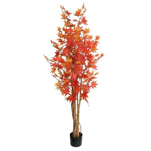 Artificial Autumn Red Maple Tree with Natural Wood Trunk 165cm