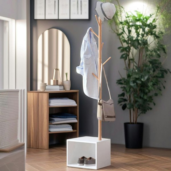 Rafaelo Mobilia 180CM Tall Coat Stand With 8 Hooks