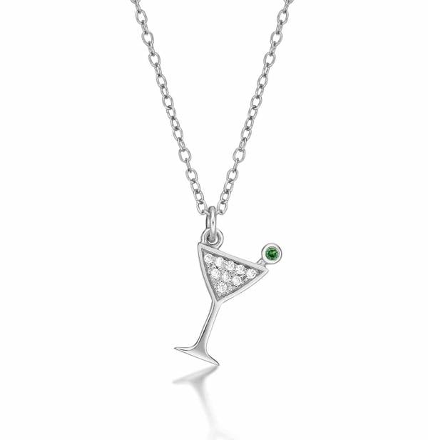 namana 925 Sterling Silver Cocktail Glass Necklace for Women