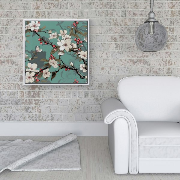 Warren Reed Pink Blossom Asian Design Framed Canvas