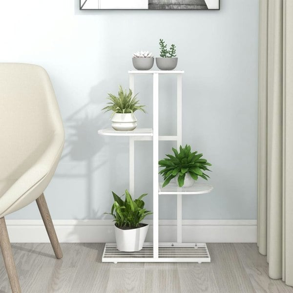 Berkfield 4-Floor Flower Stand 43x22x76 cm White Metal