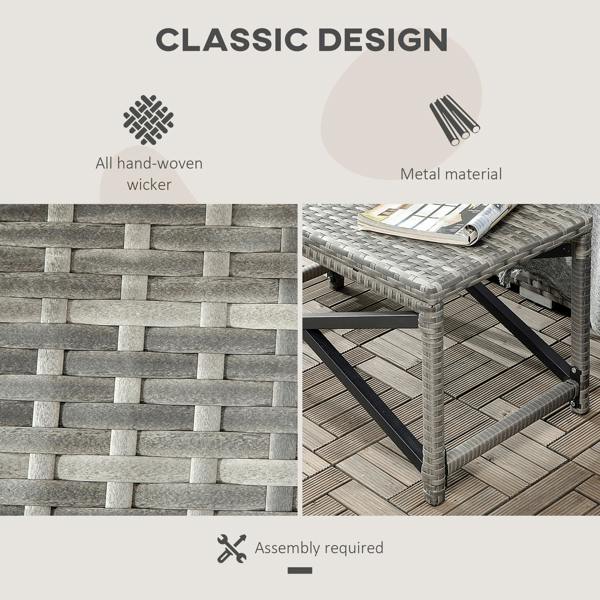 Wyld Haus Donori Grey Rattan Outdoor Coffee Table With X Frame with Woven Top