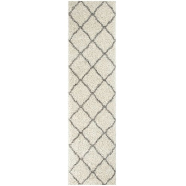 Moroccan Design Thick Shaggy Area Rugs Ivory