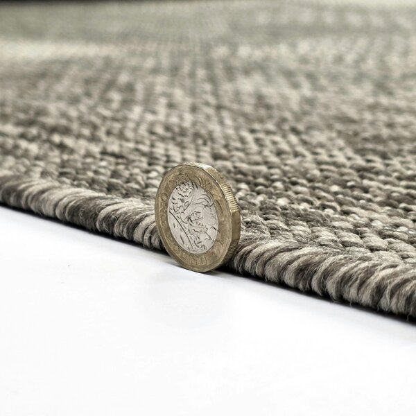 Viva Rugs Taupe Brown Check Runner Rug Non-Slip Flat Weave Kitchen Hallway Carpet