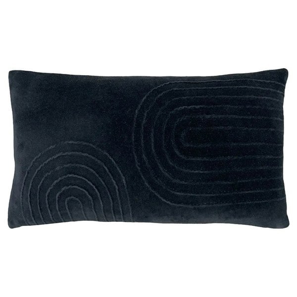 Furn Mangata Velvet Rectangular Cushion Cover - Black