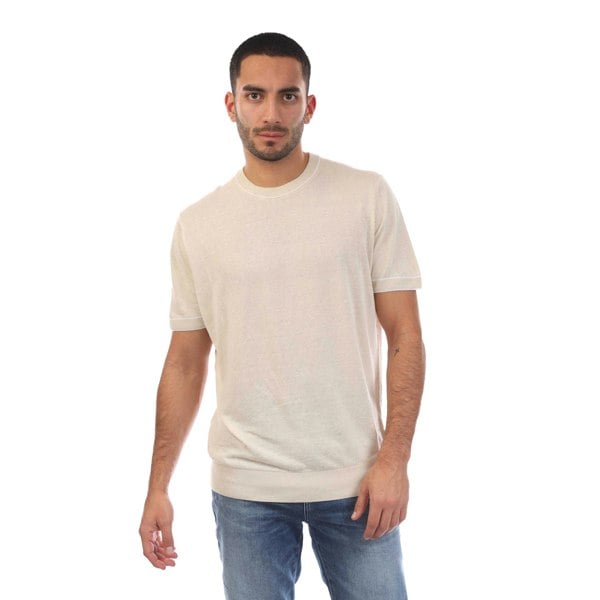 Boss Mens H-Jiovanni Tipped Short-Sleeved Sweatshirt - White