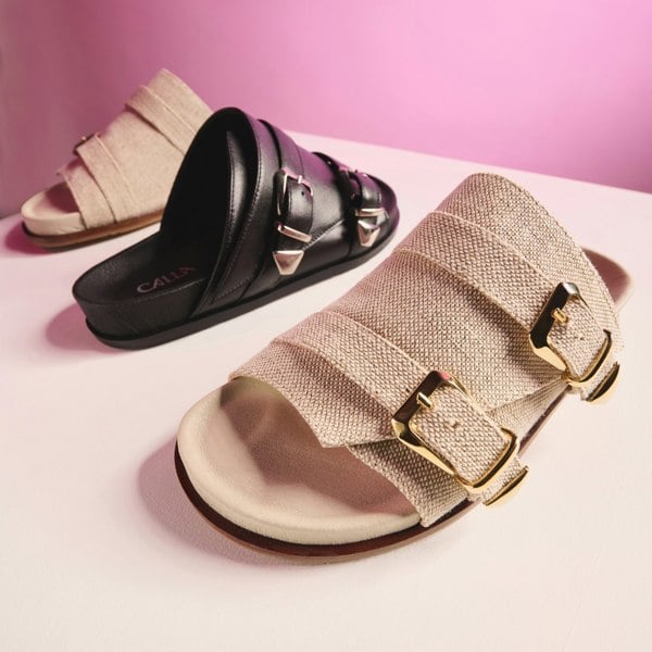 Calla Lily - Black Leather Sandals