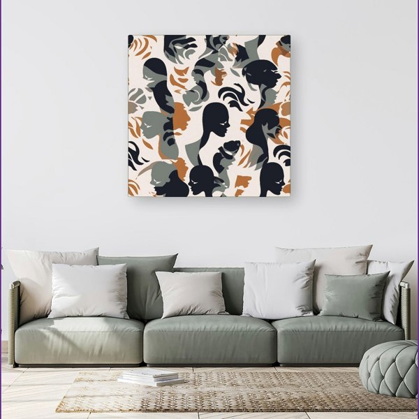 Warren Reed Abstract Grey Brown Silhouette Canvas