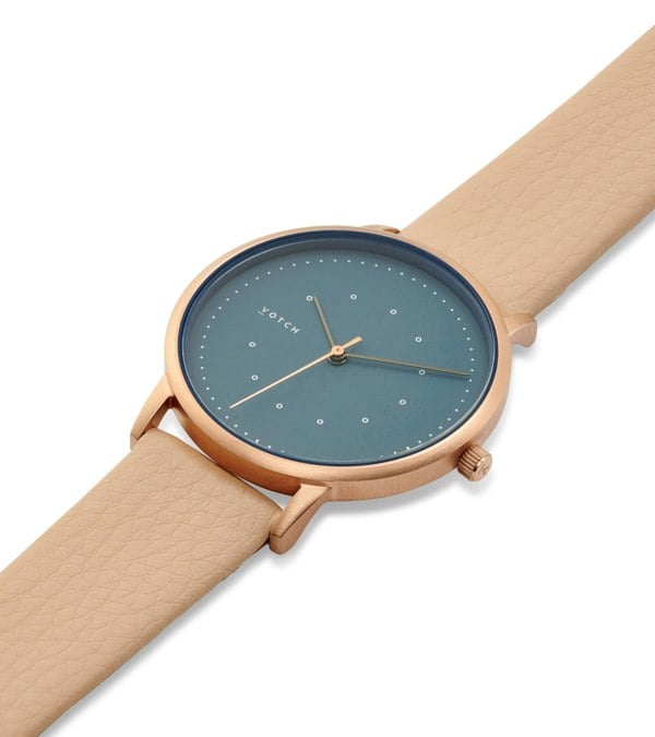 Votch Rose gold & Sepia with Blue Watch | Lyka