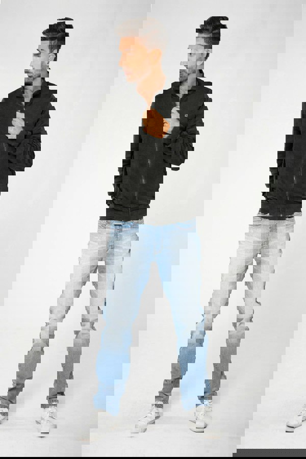 Black Zip Through Varsity Bomber Jacket