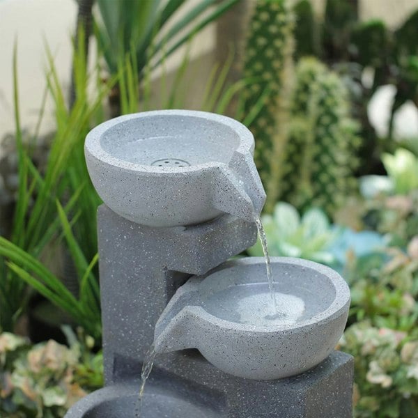 Garden Cascading Fountain Solar LED Light Rockfall Water Feature Fountains Living and Home