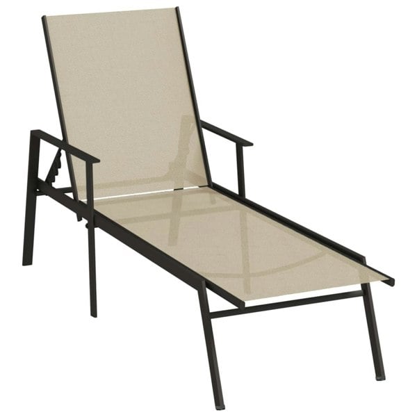 Berkfield Sun Lounger Steel and Textilene Fabric Cream