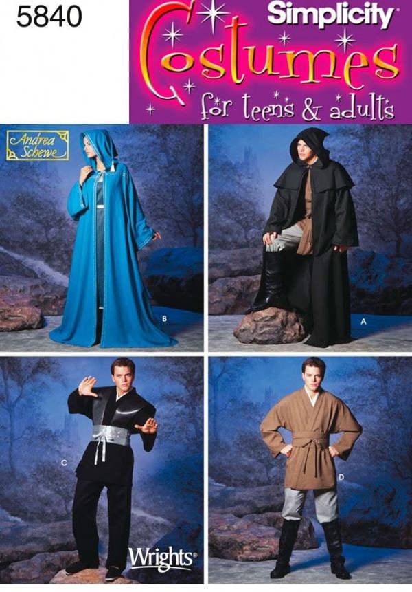 Simplicity Sewing Pattern 5840, Capes, Costumes for Men, Teenagers, Women, XS-S-M-L-XL - Intermediate