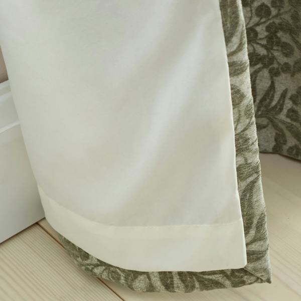 Bianca Chenille Leaves Lined Eyelet Curtains Green