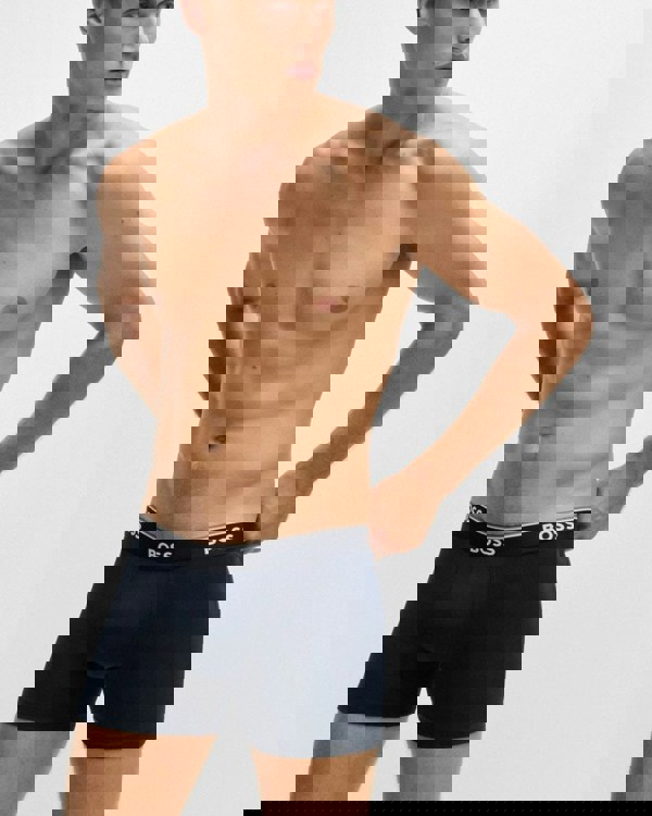 BOSS Orange Power Three Pack Mens Stretch Cotton Boxer Briefs With Logos NOS - Open Blue 487