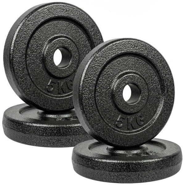 Weight Plates Set, 1"/2.5cm Weight Disc Pair, 4 x 5kg Metal Dumbbell/Barbell Plates for Home Gym