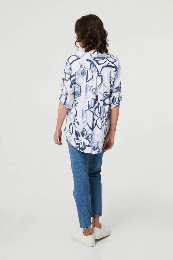 White | Floral Sequin Embellished Blouse Top
