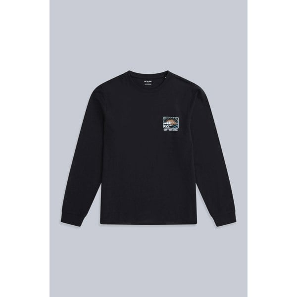 Animal Mens Tommy Back Print Organic Long-Sleeved T-Shirt - Black